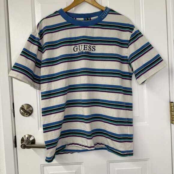 Men's Guess Originals Striped T-Shirt - Picture 1 of 6